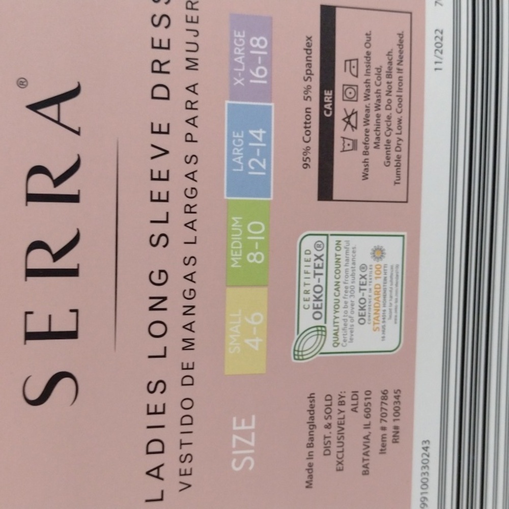 NWT Serra Ladies Long Sleeved Dress with Earrings - Size L (12/14) - Picture 6 of 7